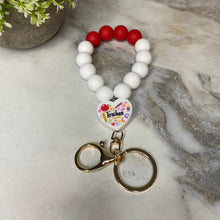 Load image into Gallery viewer, Silicone Bracelet Keychain - Teach - Red
