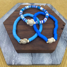 Load image into Gallery viewer, Bracelet - Clay + Stone - Green &amp; Blue Ivory Turtle
