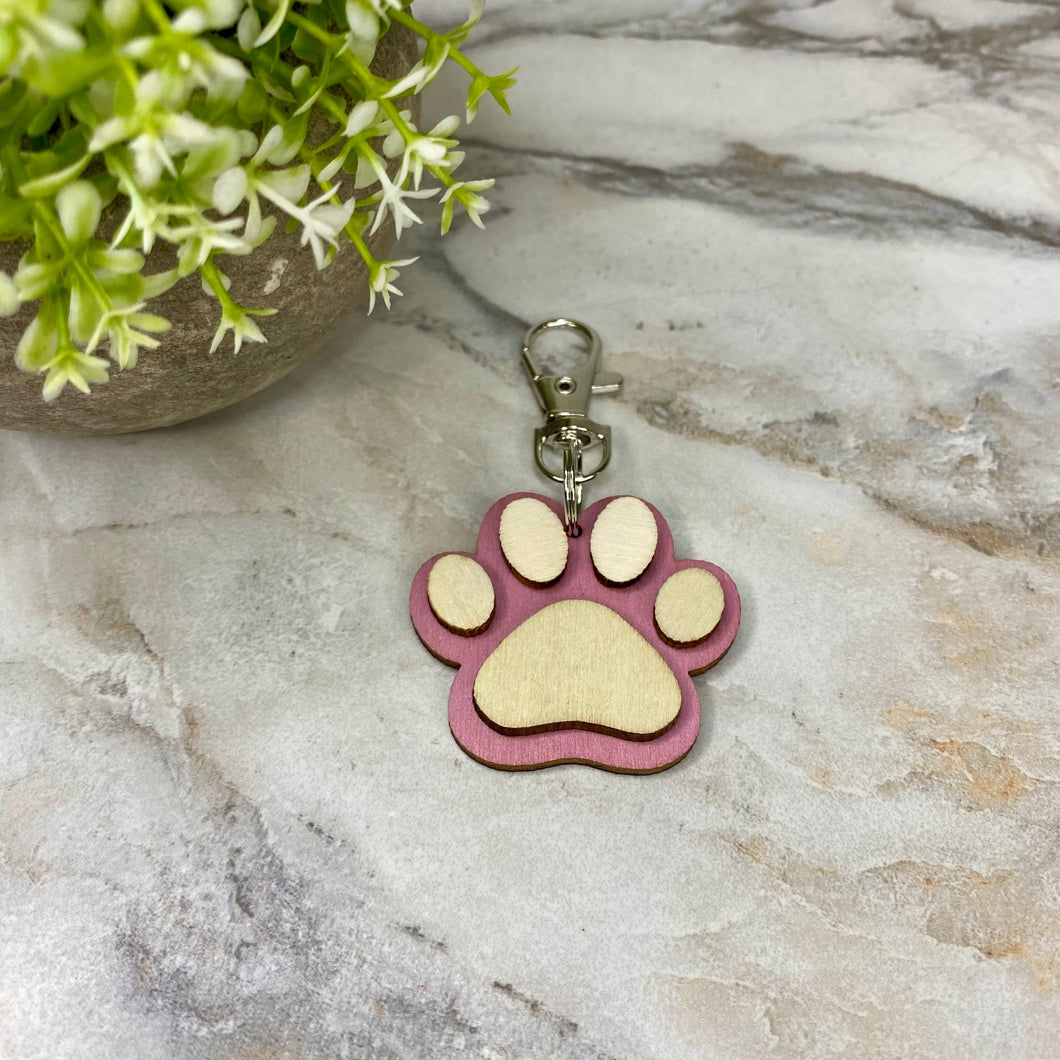 Wooden Keychain - Paw Print