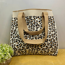 Load image into Gallery viewer, Tote Sweater Bag - Animal Print - Tan
