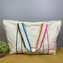 Load image into Gallery viewer, Canvas Tote Bag - Rainbow Trim
