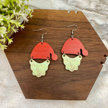 Load image into Gallery viewer, Wooden Dangle Earrings - Christmas - Santa Hat &amp; Beard
