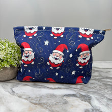 Load image into Gallery viewer, Corduroy Zip Pouch - Christmas Santa Blue
