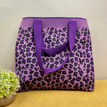 Load image into Gallery viewer, Tote Sweater Bag - Animal Print - Purple
