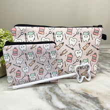 Load image into Gallery viewer, Pouch, Mini Pouch, &amp; Pen Bundled Set - Tooth Dental Hygiene on Pink
