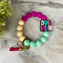 Load image into Gallery viewer, Silicone Bracelet Keychain - Dog Mom Purple Mint
