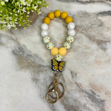 Load image into Gallery viewer, Silicone Bracelet Keychain - Yellow Butterfly
