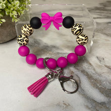 Load image into Gallery viewer, Silicone Bracelet Keychain - Magenta Bow
