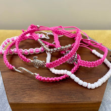 Load image into Gallery viewer, Bracelet Pack - Adjustable String &amp; Beads Pink
