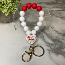 Load image into Gallery viewer, Silicone Bracelet Keychain - Teach - Red

