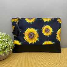 Load image into Gallery viewer, Clutch - Oversized Faux Leather &amp; Canvas with Tassel - Sunflower
