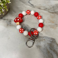 Load image into Gallery viewer, Silicone Bracelet Keychain - Mushroom Red
