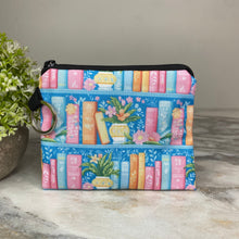 Load image into Gallery viewer, Mini Pouch - Book Floral Pastels on Blue

