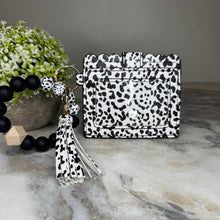 Load image into Gallery viewer, Silicone Bracelet Keychain with Scalloped Card Holder - Black Spots
