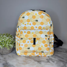 Load image into Gallery viewer, Mini Backpack - Honeycomb Bee Hearts
