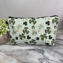 Load image into Gallery viewer, Pouch - St Patrick’s Day - Olive Gold Sparkle Clover
