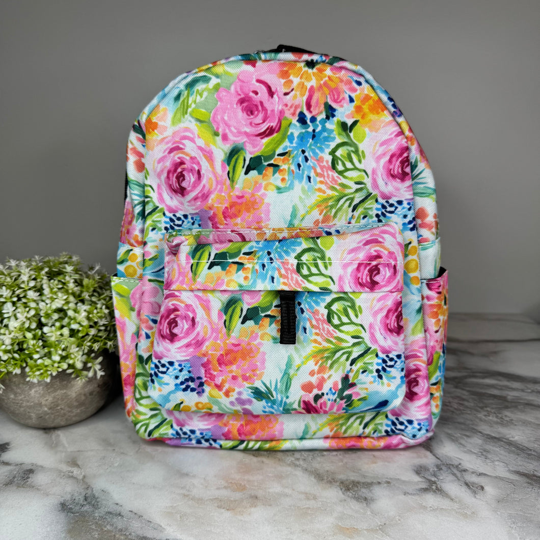 Mini Backpack - Pink Green Blue Floral
