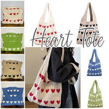 Load image into Gallery viewer, Heart Tote Bag - Knit Sweater
