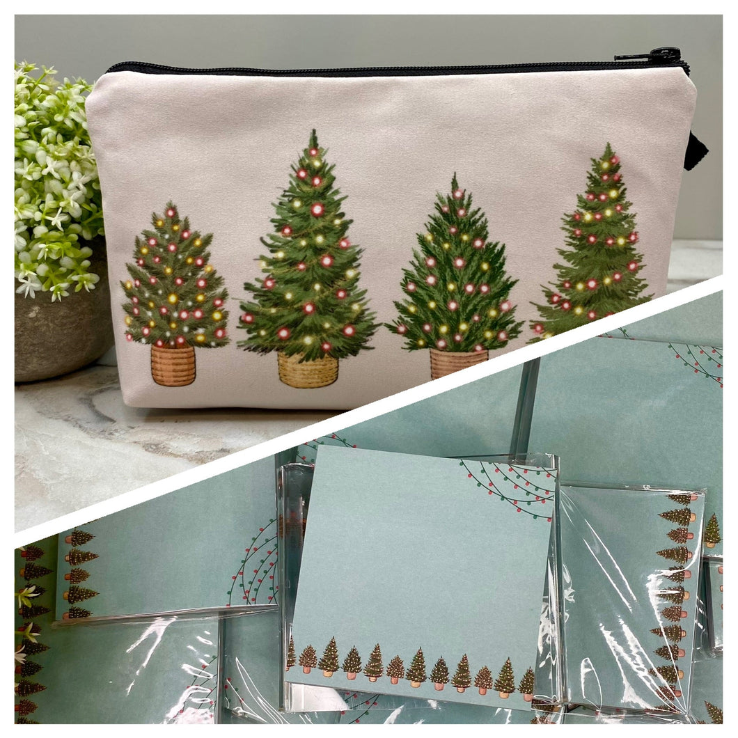 Pouch & Sticky Note Bundled Set - Christmas Trees