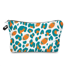 Load image into Gallery viewer, Pouch - Football Animal Print Aqua Orange
