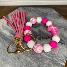 Load image into Gallery viewer, Silicone Bracelet Keychain - Jesus, Pink
