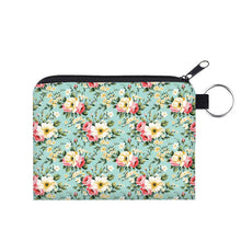 Load image into Gallery viewer, Mini Pouch - Floral Pink Yellow on Mint

