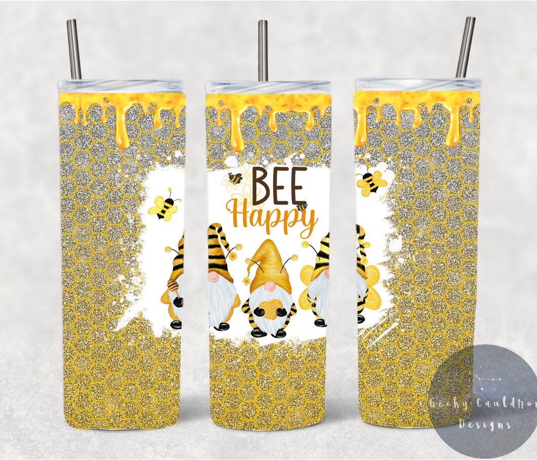 Bee Happy Gnome 20oz Insulated Tumbler