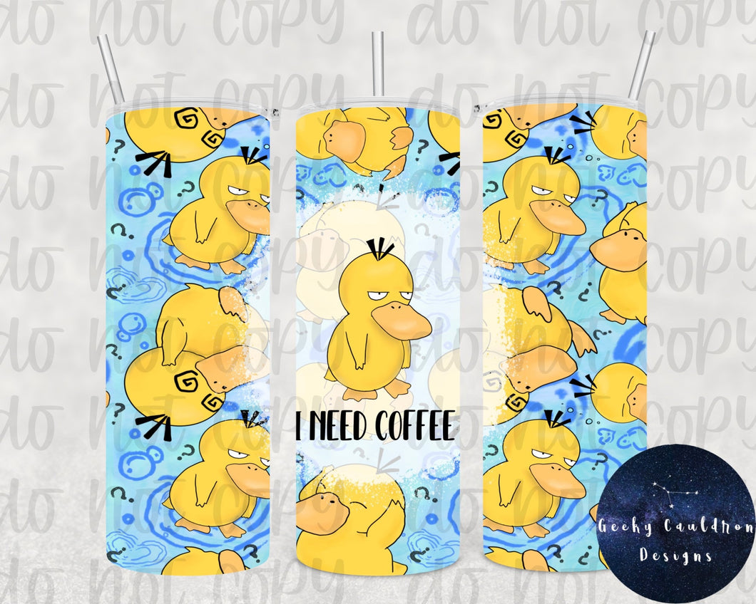 Psyduck Pokmon I Need Coffee 20oz Insulated Tumbler